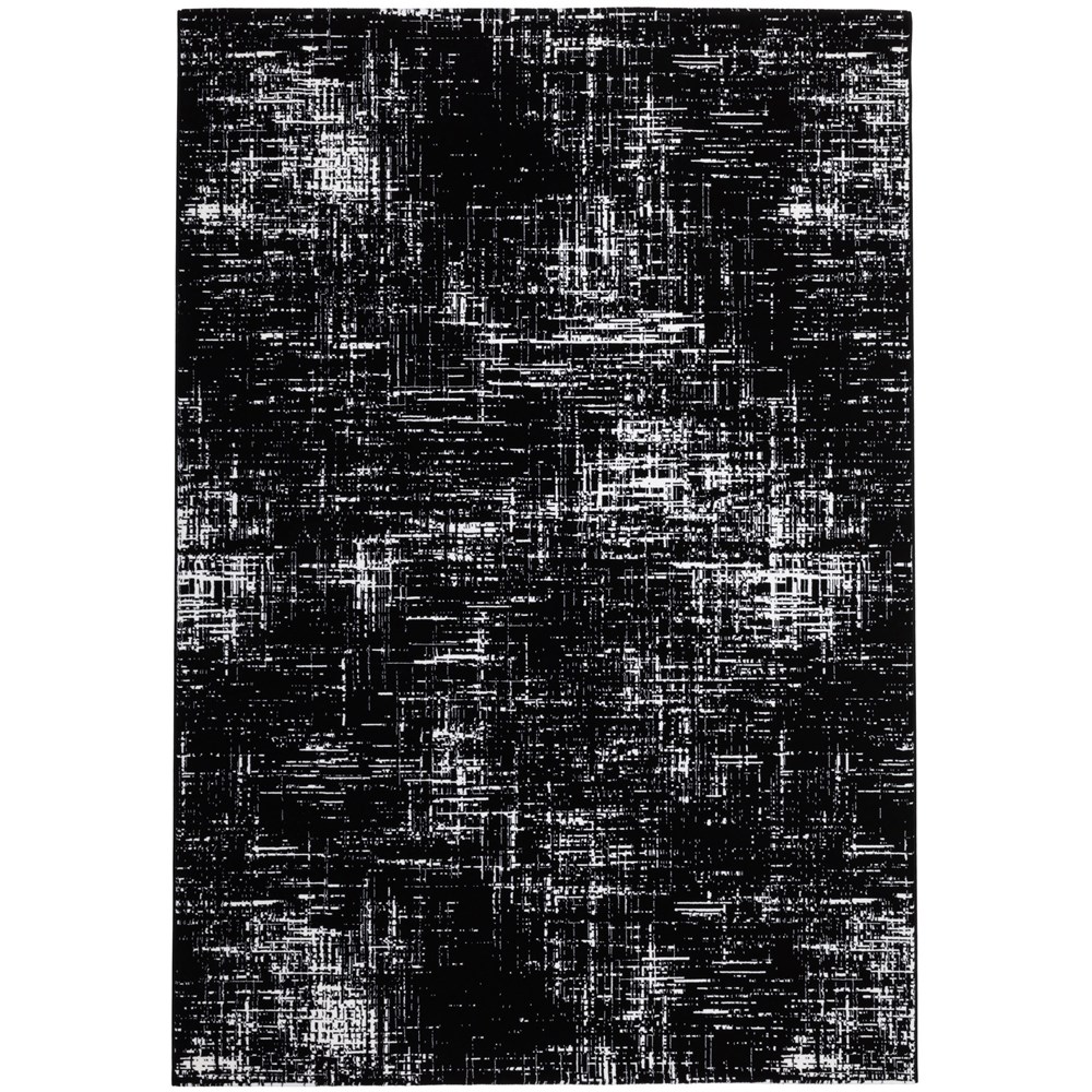 Tiago 46304 AF900 Abstract Wilton Rug in Monochrome Black